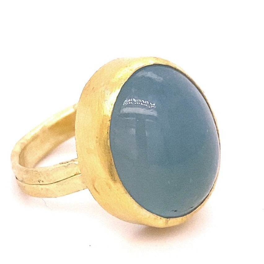 Large aquamarine cabochon ring