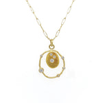 22k diamond pebble and circle necklace