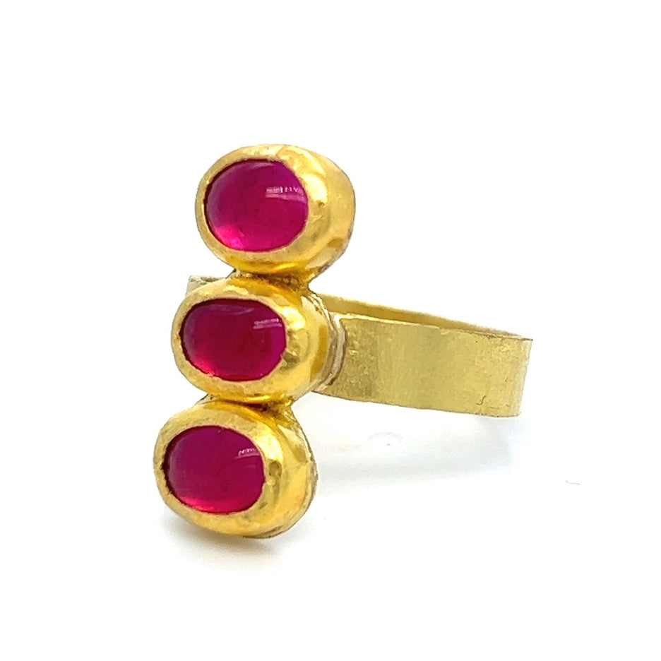 Triple stack ruby ring