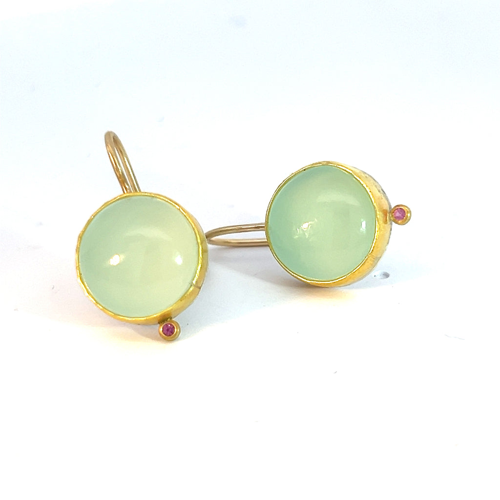 Chalcedony and sapphire glowy drops