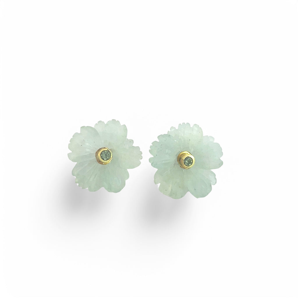 Aquamarine flower studs