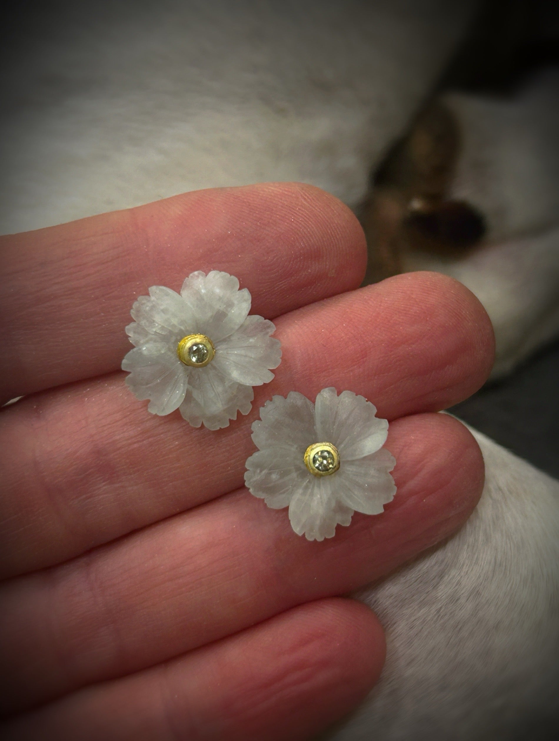 Aquamarine flower studs