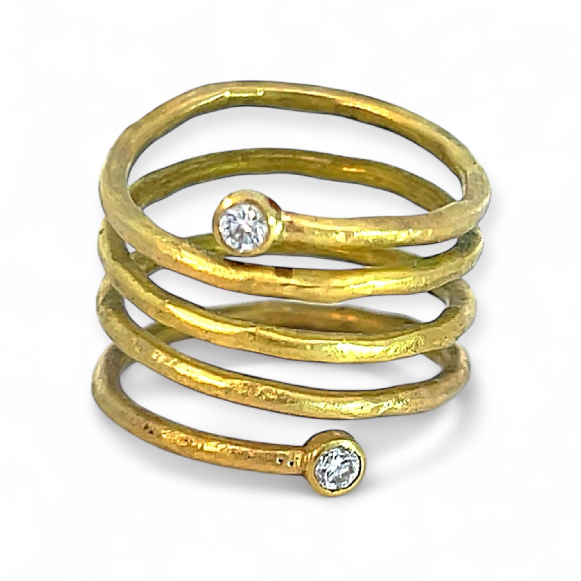 18k Twin Spark Ring and Celestial Crown Ring