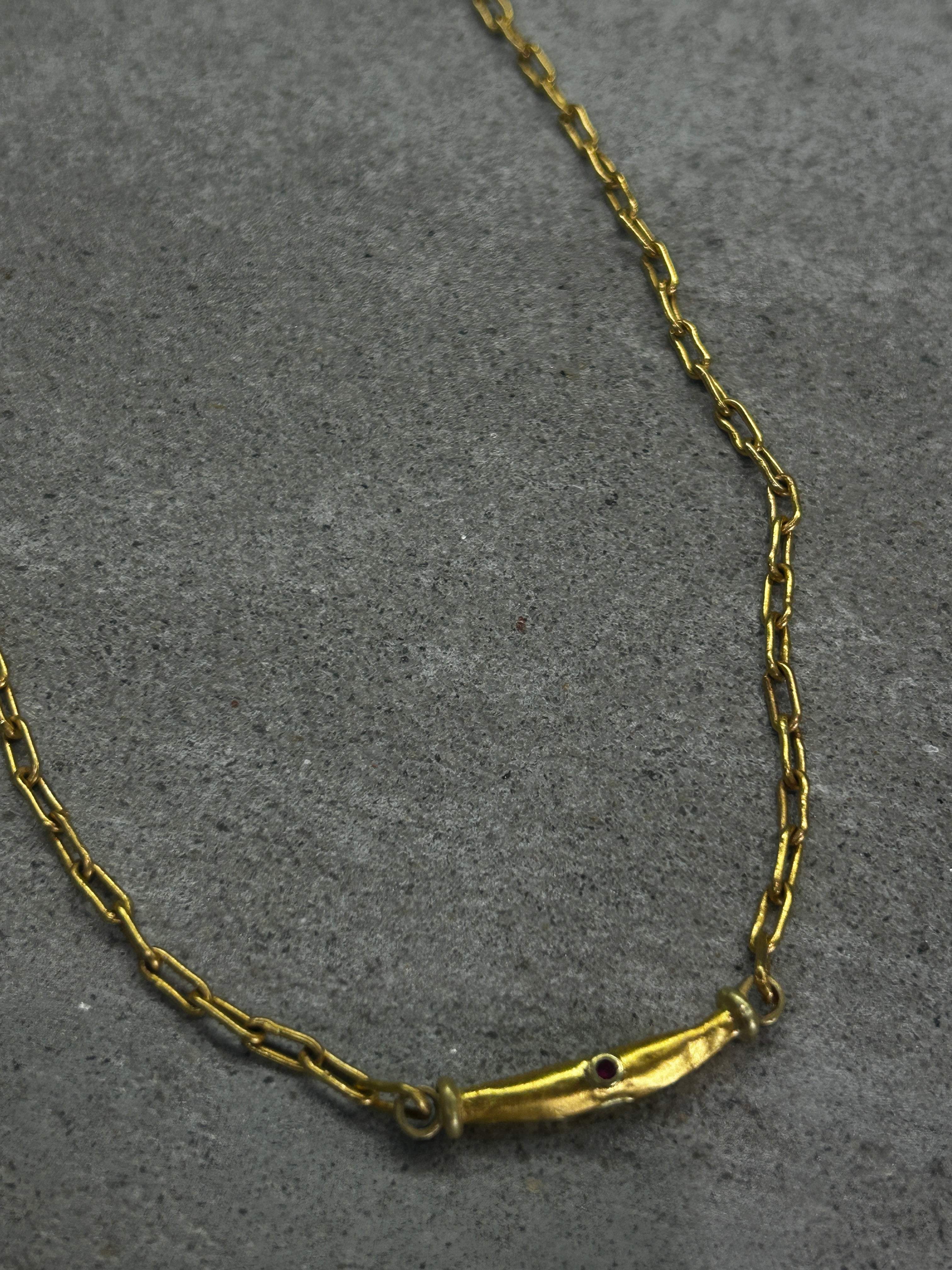 22k Ruby Gold Bead Necklace