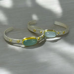 Diamond Dotted Aquamqrine Cuffs
