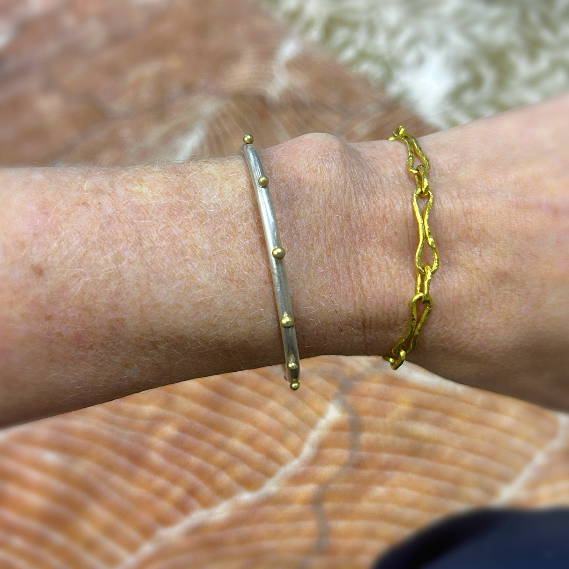 Silver and 18k Dottie Cuff