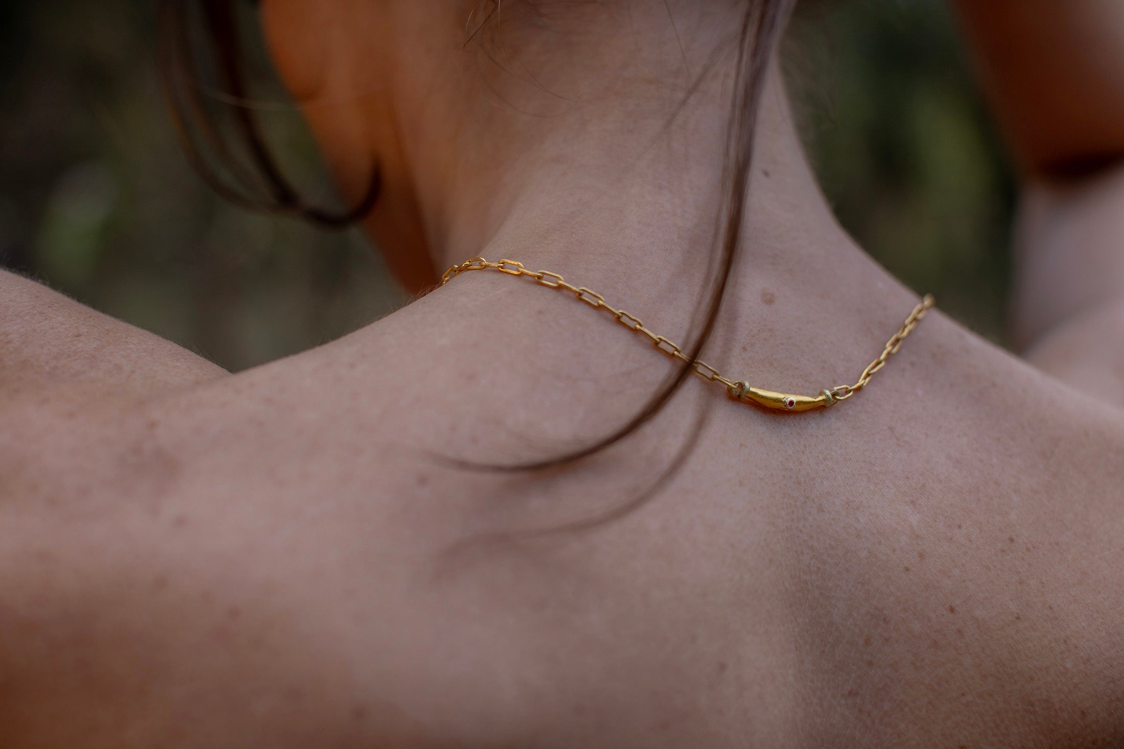 22k Ruby Gold Bead Necklace