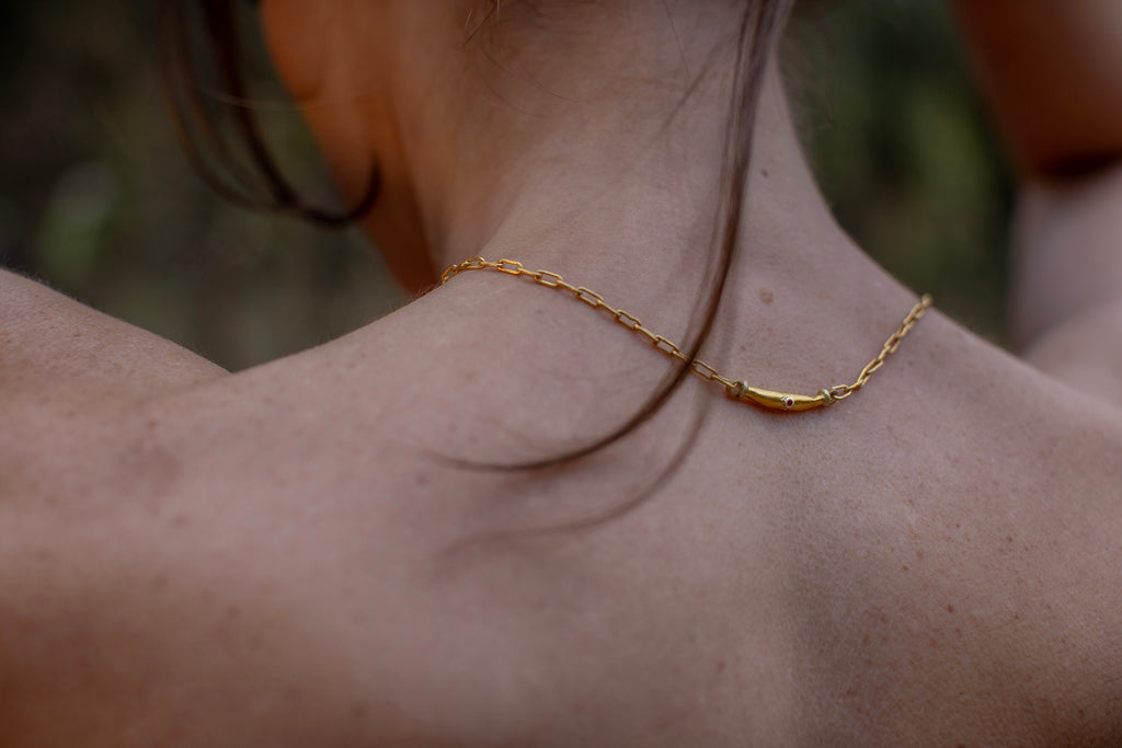 22k Ruby Gold Bead Necklace