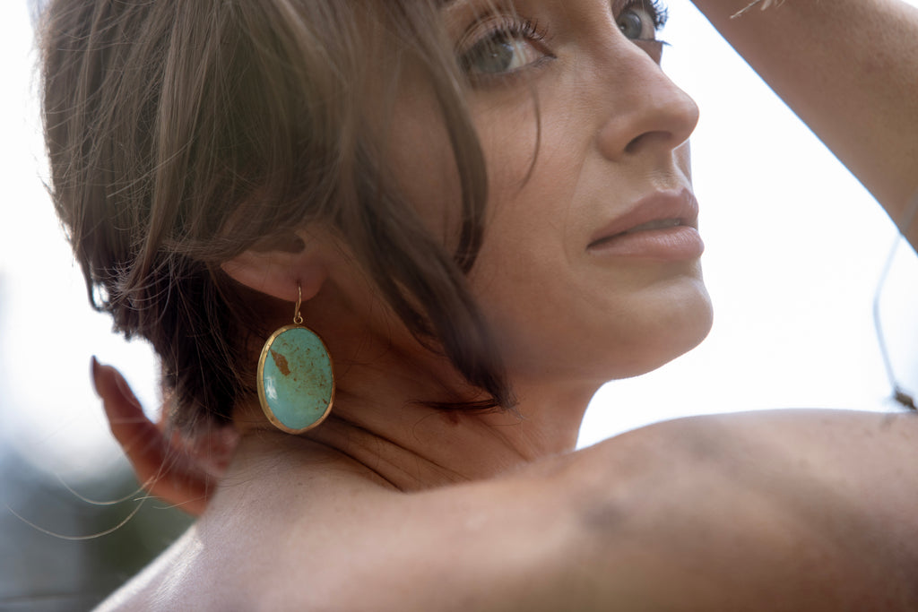 Large Royston Turquoise Earrings