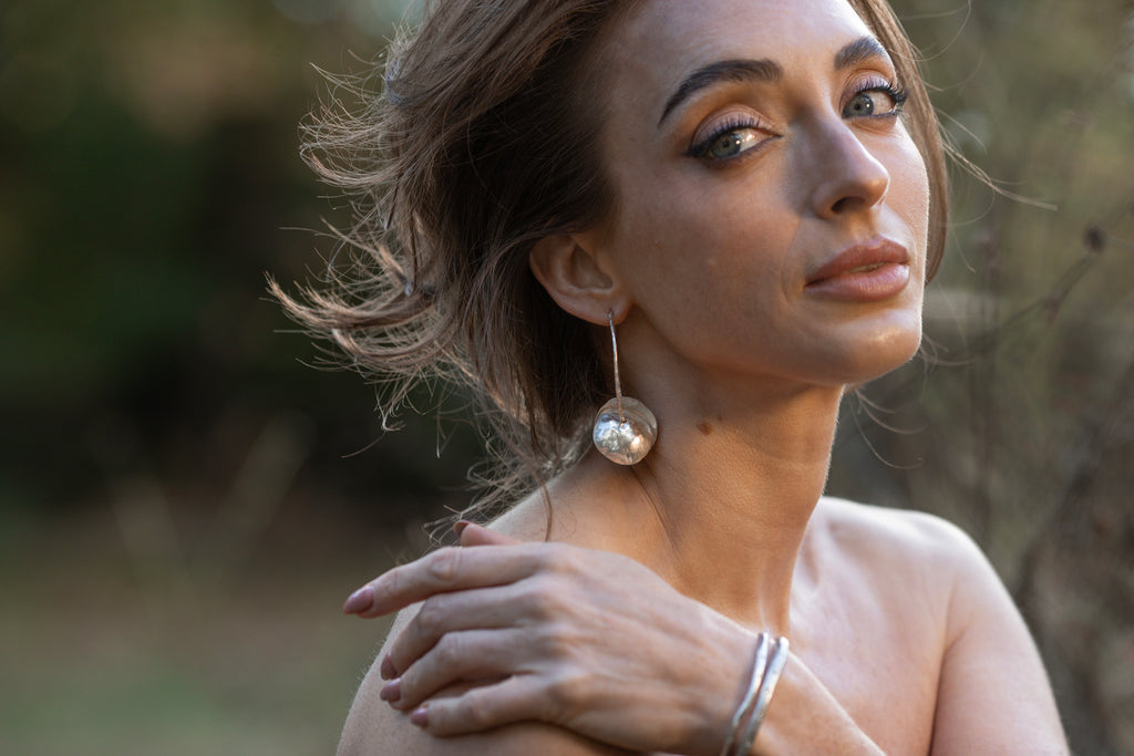 Silver Clamshell Hoops