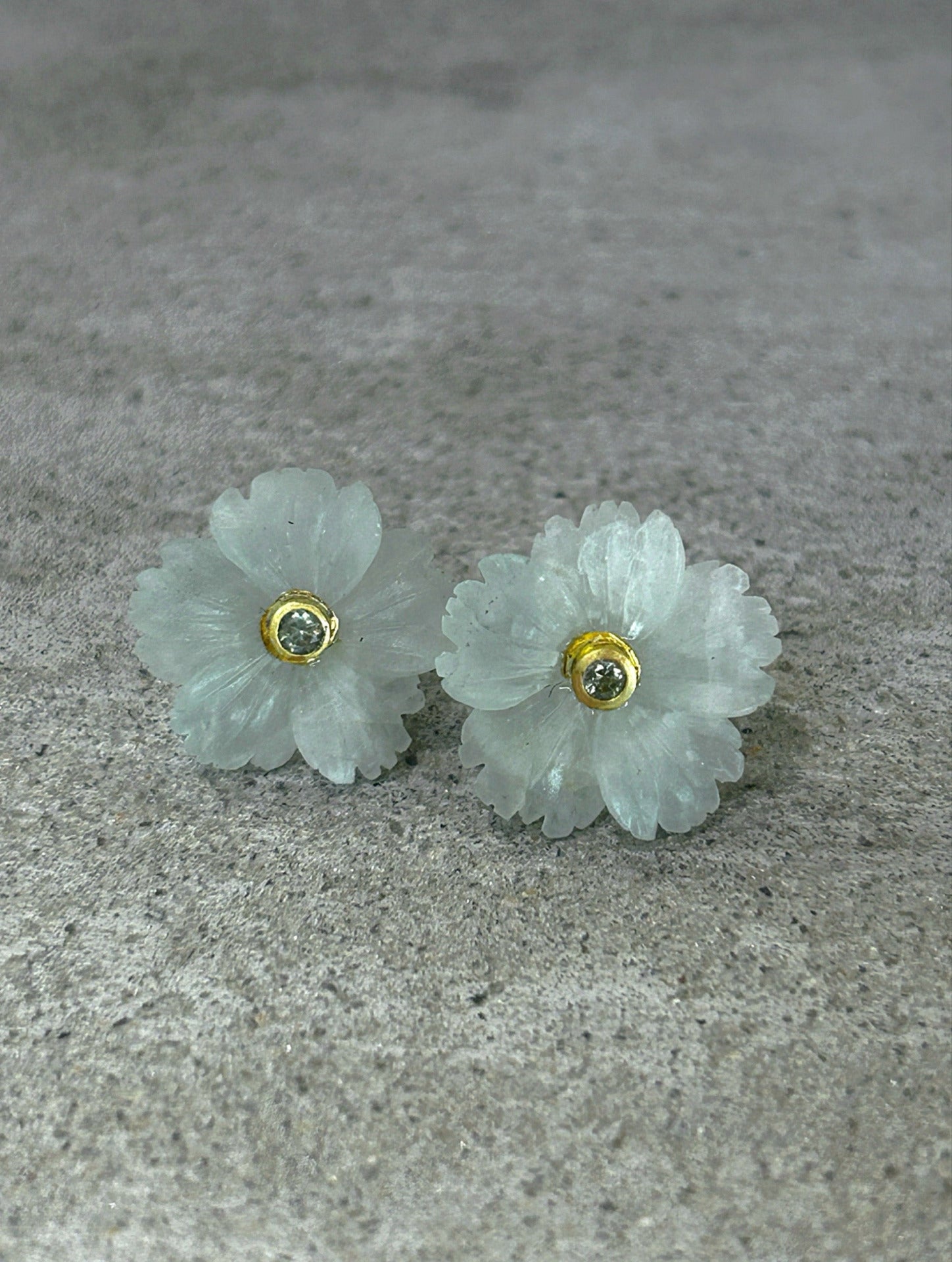 Aquamarine flower studs