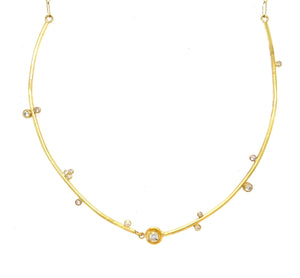 Asymmetrical diamond twig necklace