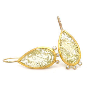 Carved Lemon Quartz earrings