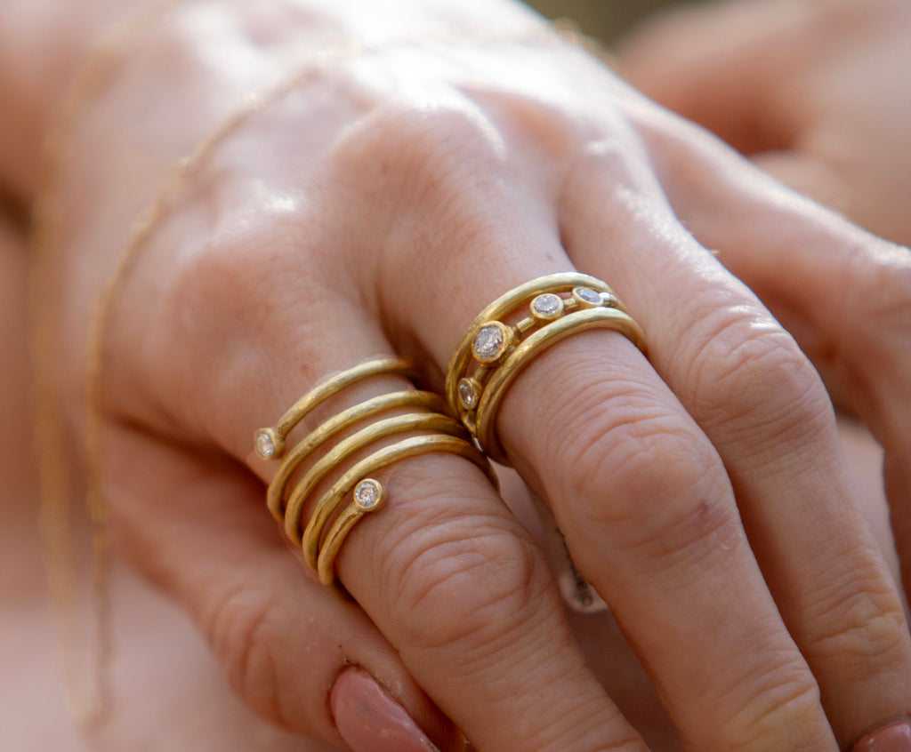 18k Twin Spark Ring and Celestial Crown Ring