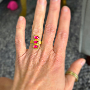 Triple stack ruby ring