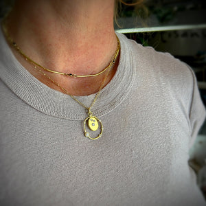 22k diamond pebble and circle necklace