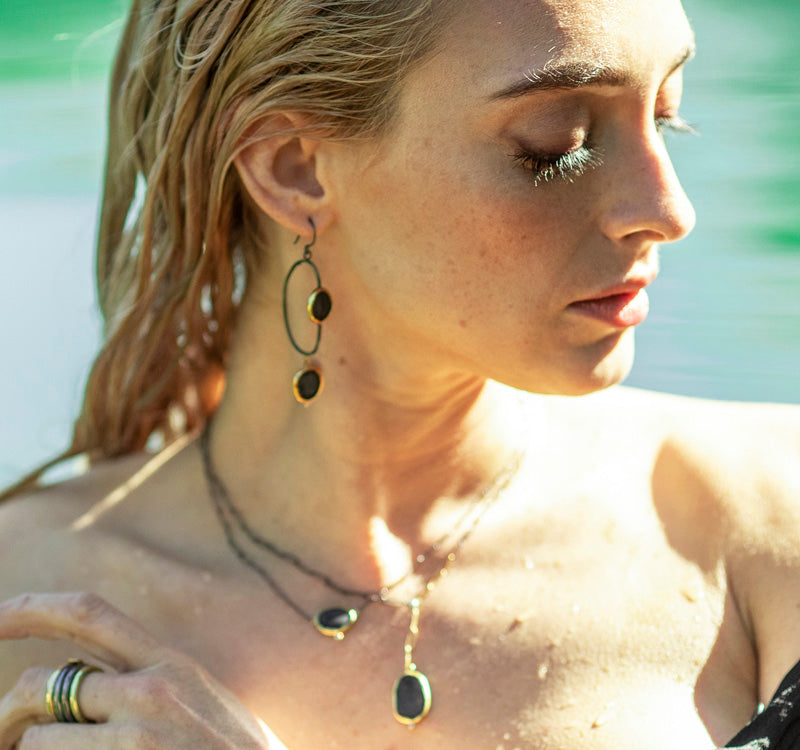 double slate dangle hoop