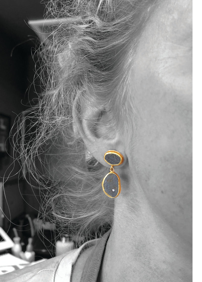 slate stud and dangle earrings