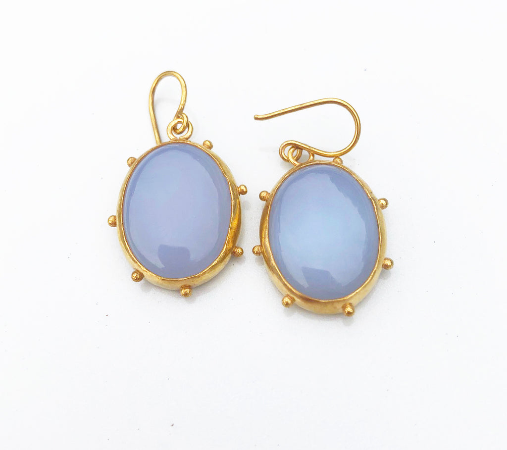 Blue chalcedony dottie earrings