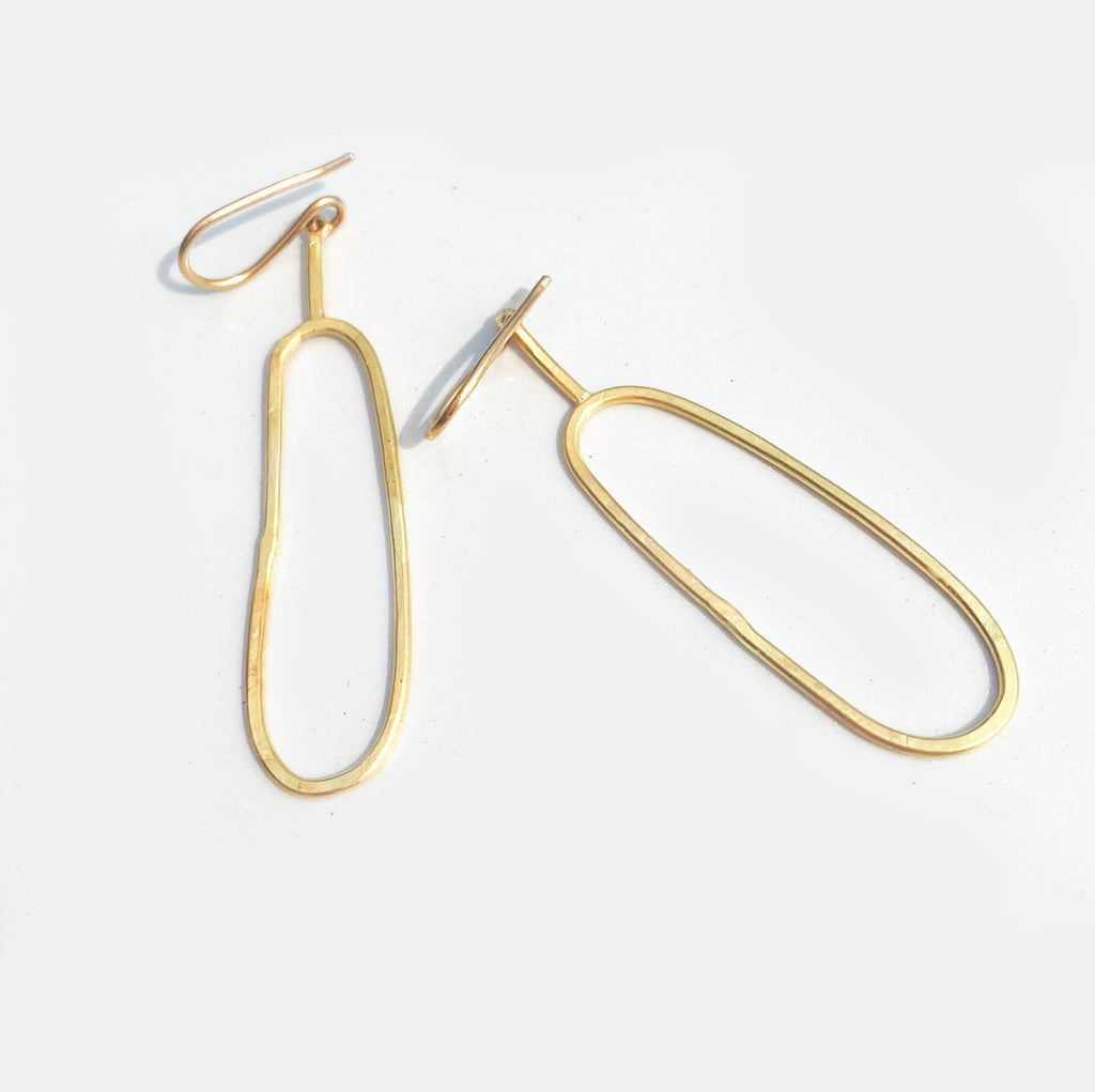 Organic 18k oval earrings