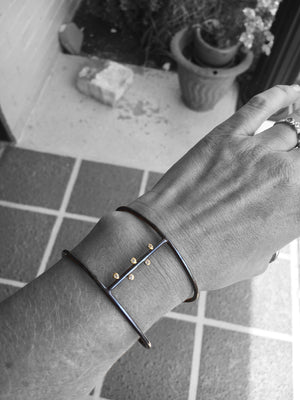 oxidized hollow cuff with diamonds