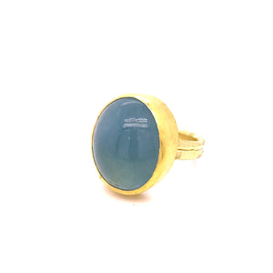 Large aquamarine cabochon ring