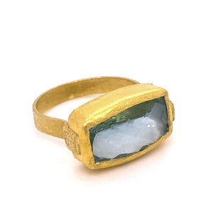 Rectangle aquamarine ring