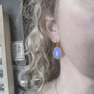 Blue chalcedony dottie earrings