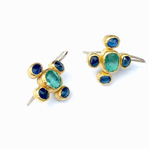 Emerald and sapphire earrings