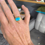 Frilly bezeled turquoise ring