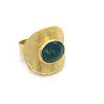 Green Tourmaline Coin Ring