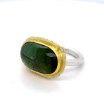 Green tourmaline and diamond frilly ring