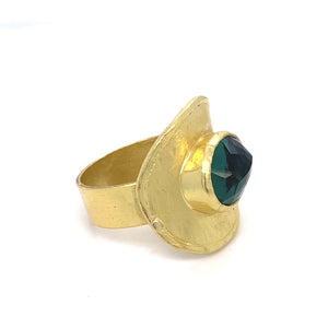 Green Tourmaline Coin Ring