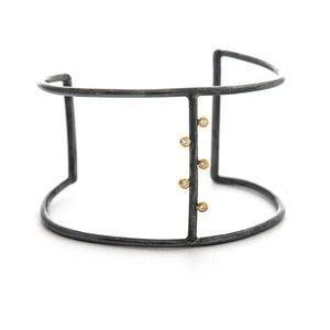 oxidized hollow cuff with diamonds