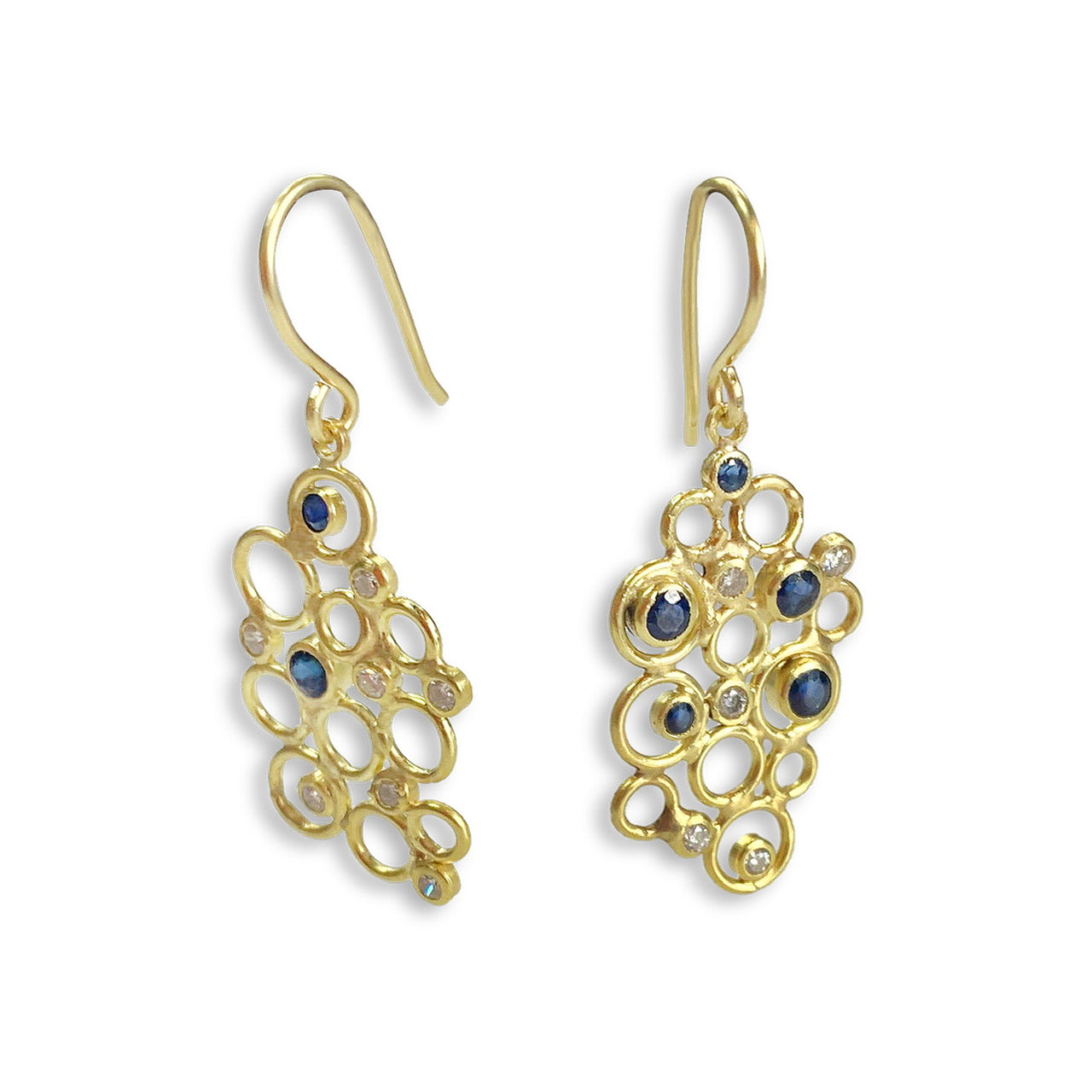Sapphire and diamond bubble earrings