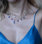 Aquamarine dangle necklace & Opal dangle necklace