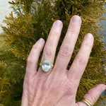 Oval Cubic Zirconia Ring with Diamonds