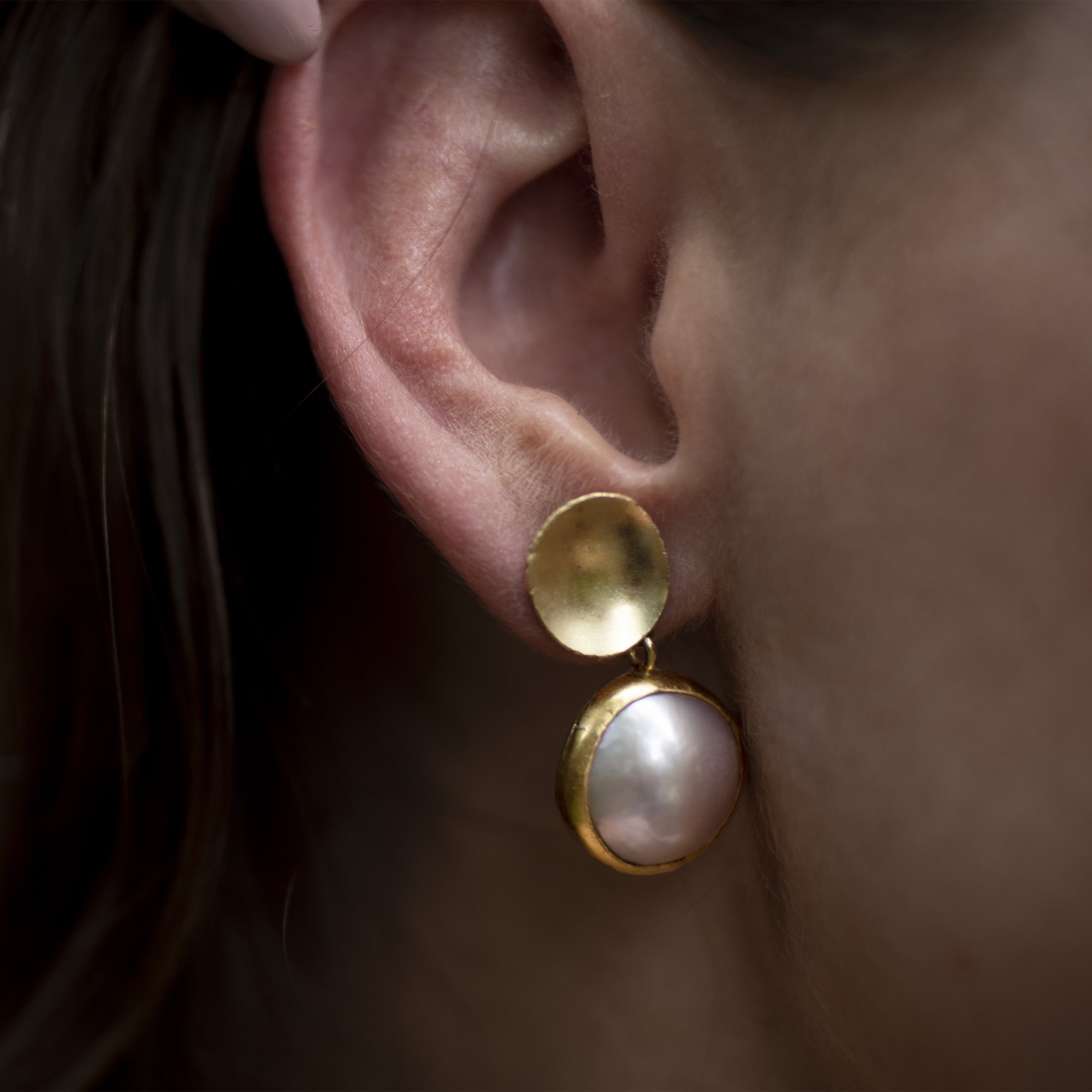 Pink Pearl Cup earrings