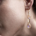 Double moonstone hoop