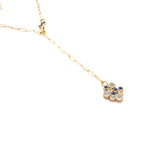 Sapphire and diamond cluster lariat