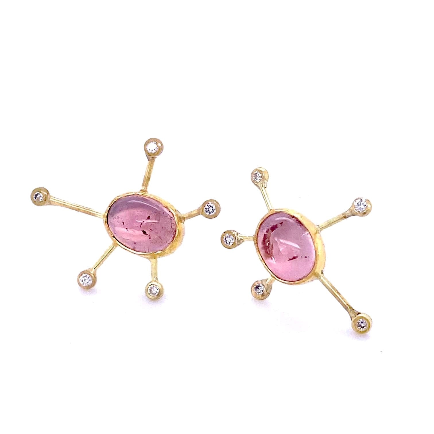 Pink tourmaline sputnik earrings