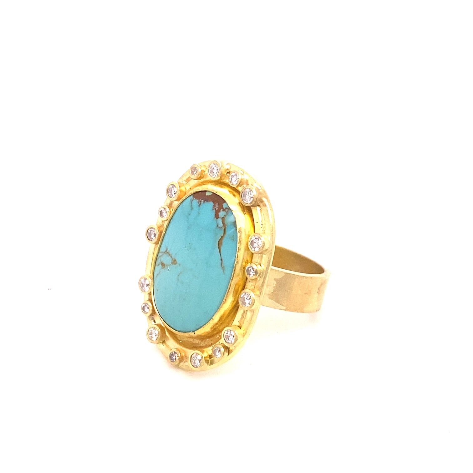 Turquoise and diamond statement ring