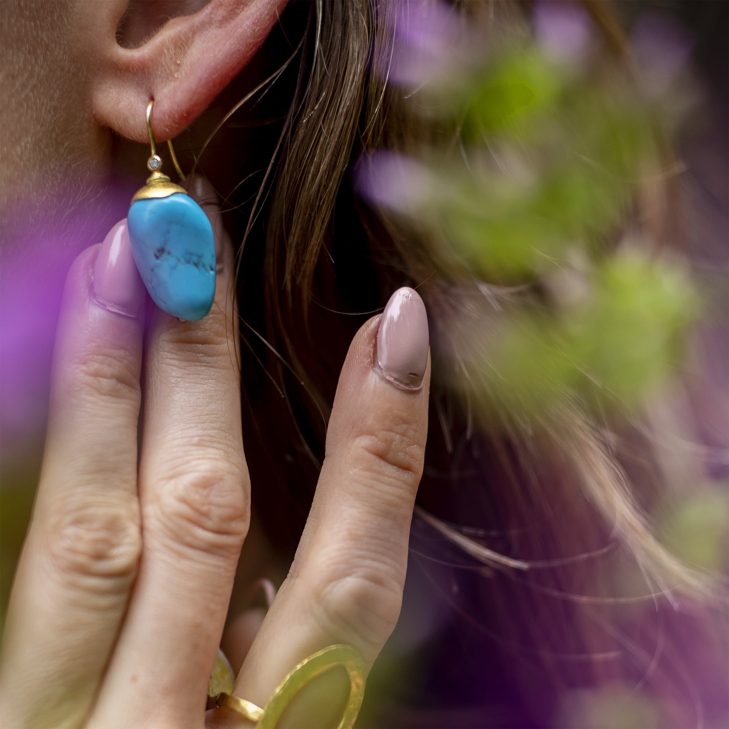 Turquoise nugget earrings