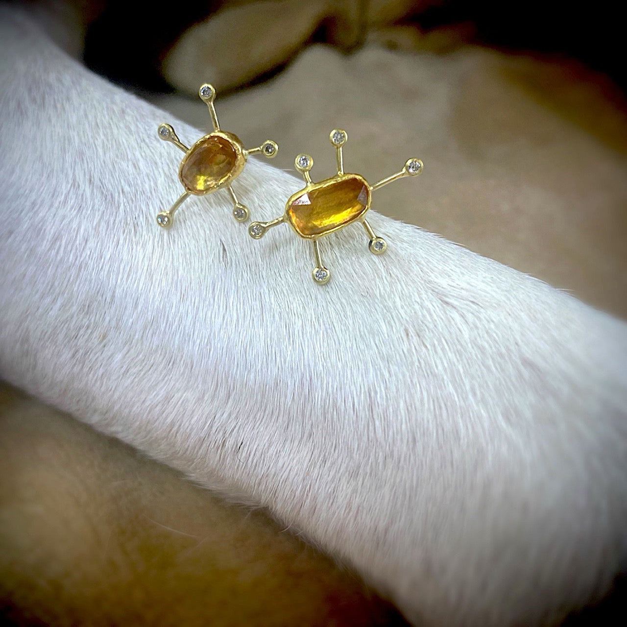 Yellow Sapphire sputnik earrings