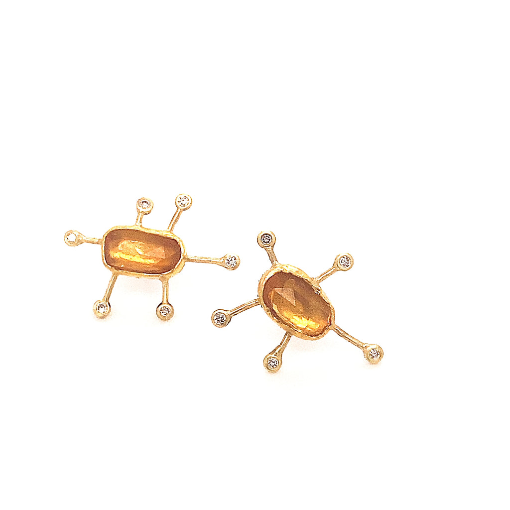 Yellow Sapphire sputnik earrings
